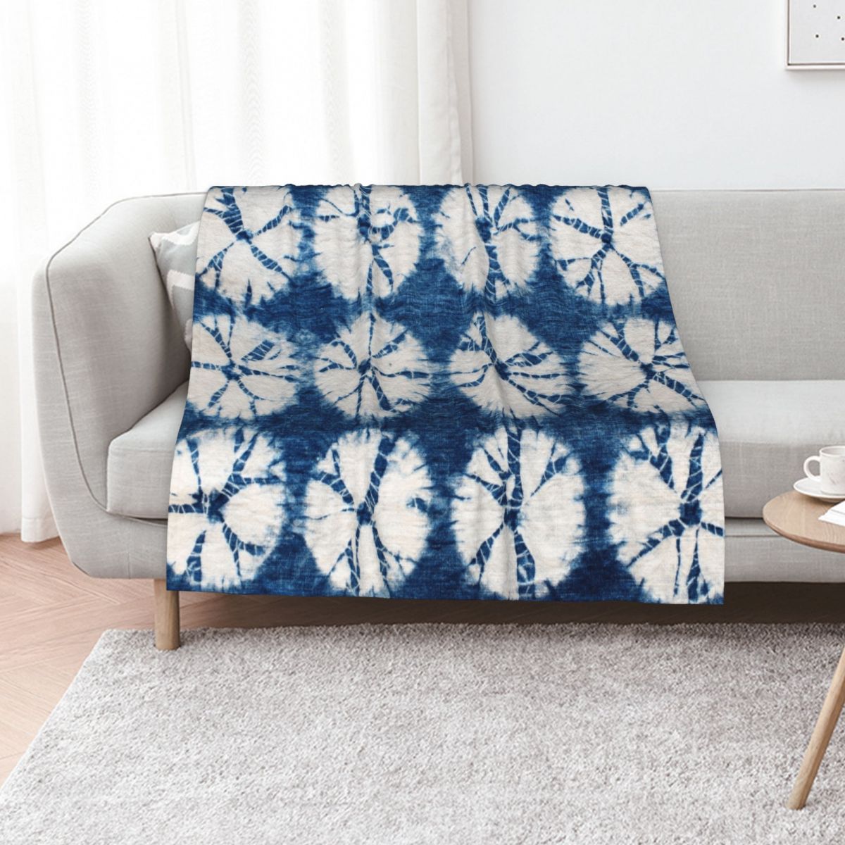 Shibori Tie Dye - Shibori Circles, Indigo, Tie Dye Throw
