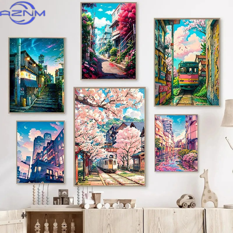 Japanese Lifestyle Japanese - AZNM Japanese Street Scenery Cherry Blossom